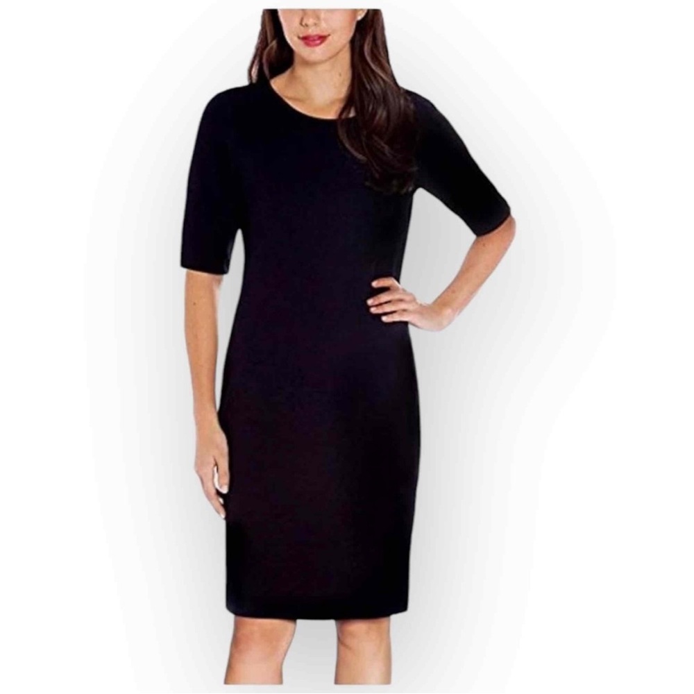 🆕 Mario Serrani Italy Women’s Ladies' Textured Knit Sheath Dress Black Medium